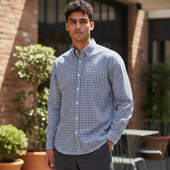 johnnie-O Other - Johnnie O Button Prepformance Blue Gingham Check Shirt Men's Large Preppy NEW